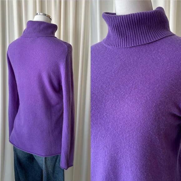 Vintage Lord & Taylor 100% Cashmere Turtle Neck in Purple size Large. - Picture 5 of 7